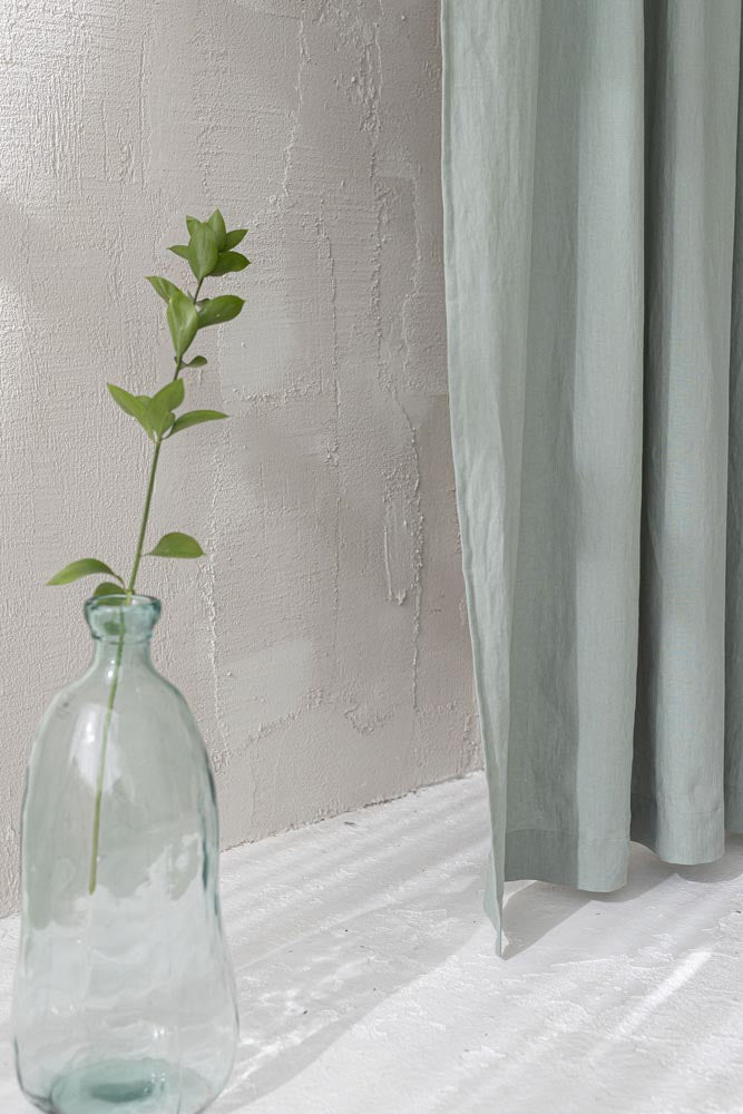 Frosty green linen curtain