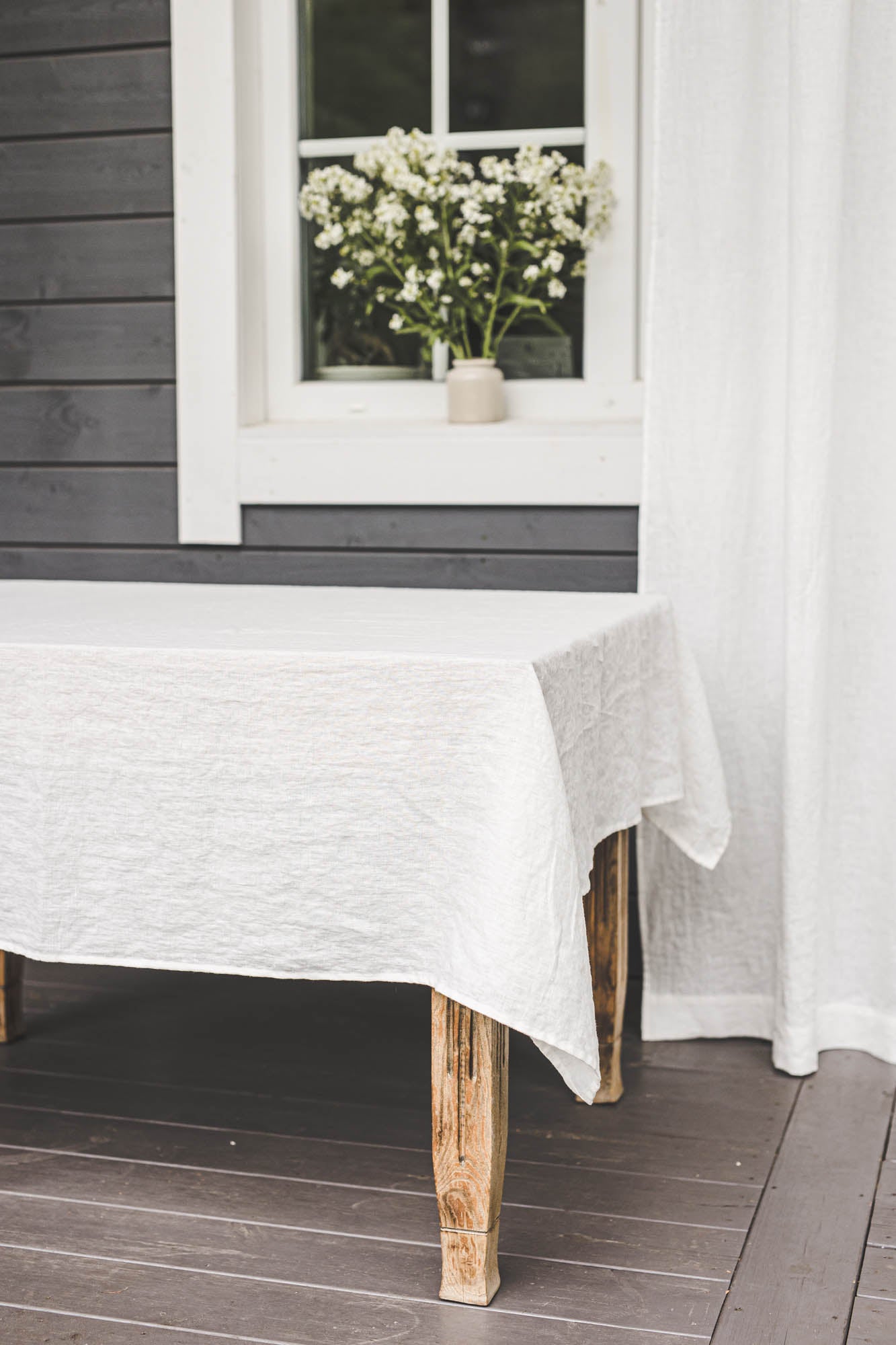Off white linen tablecloth