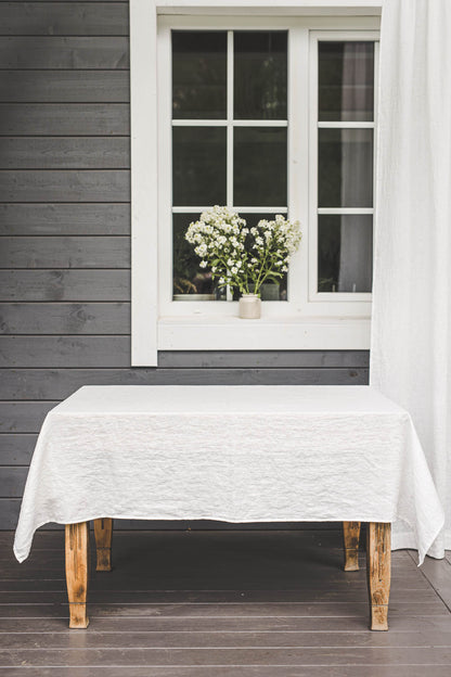 Off white linen tablecloth