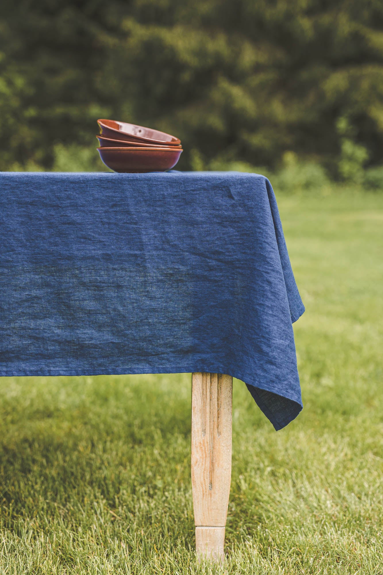 Midnight blue linen tablecloth