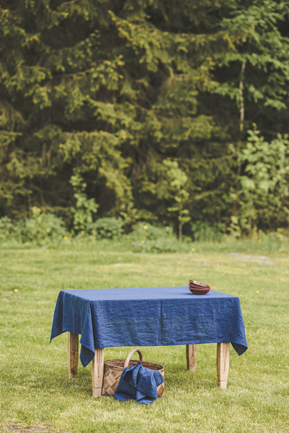 Midnight blue linen tablecloth