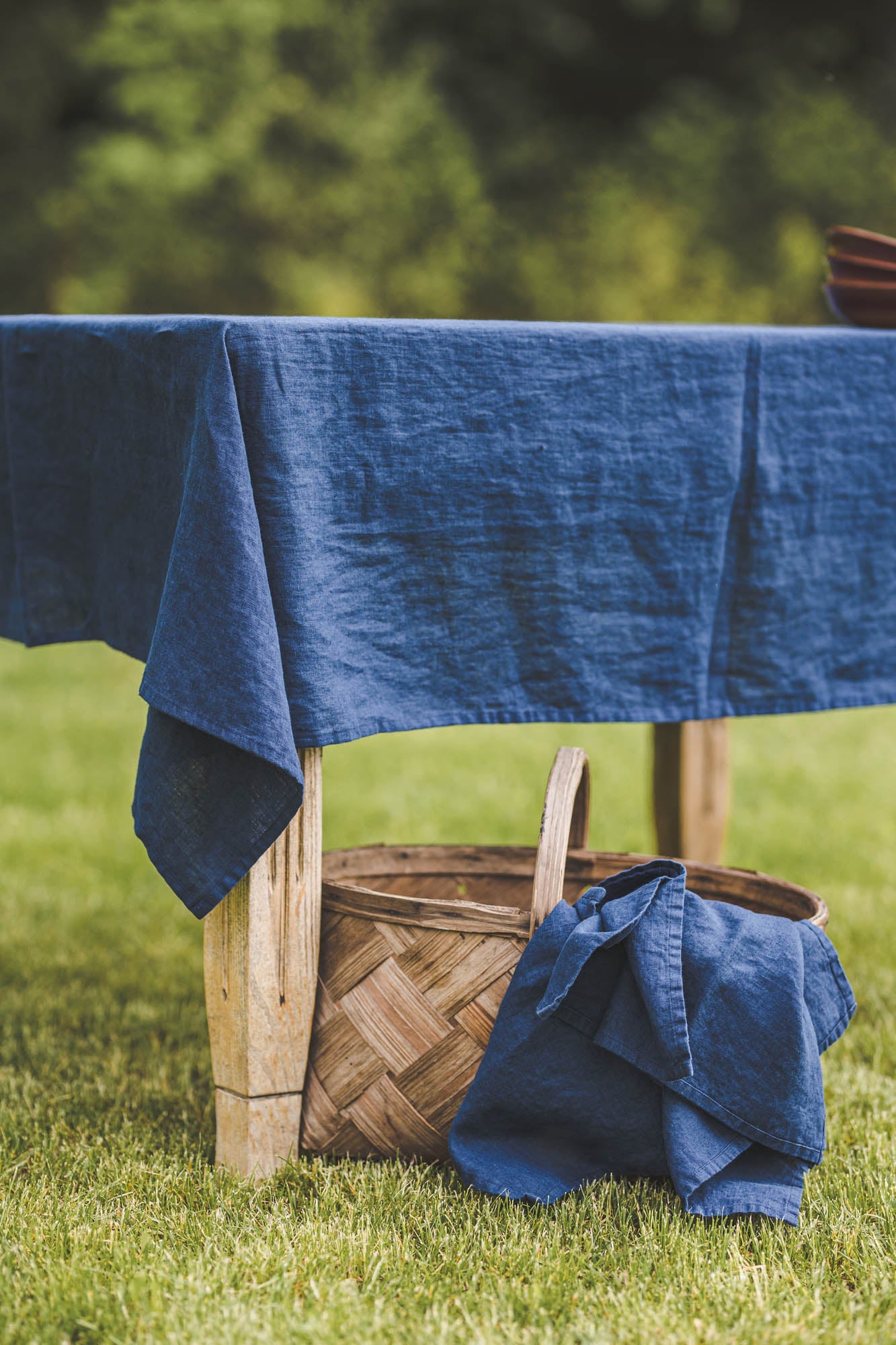 Midnight blue linen tablecloth