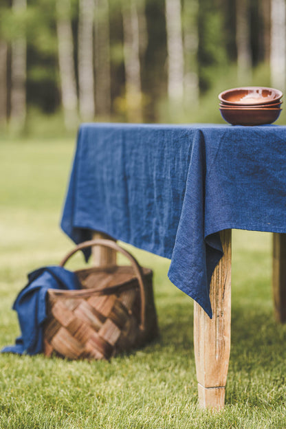 Midnight blue linen tablecloth