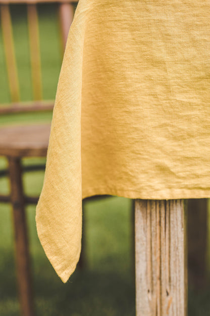 Mimosa yellow linen tablecloth