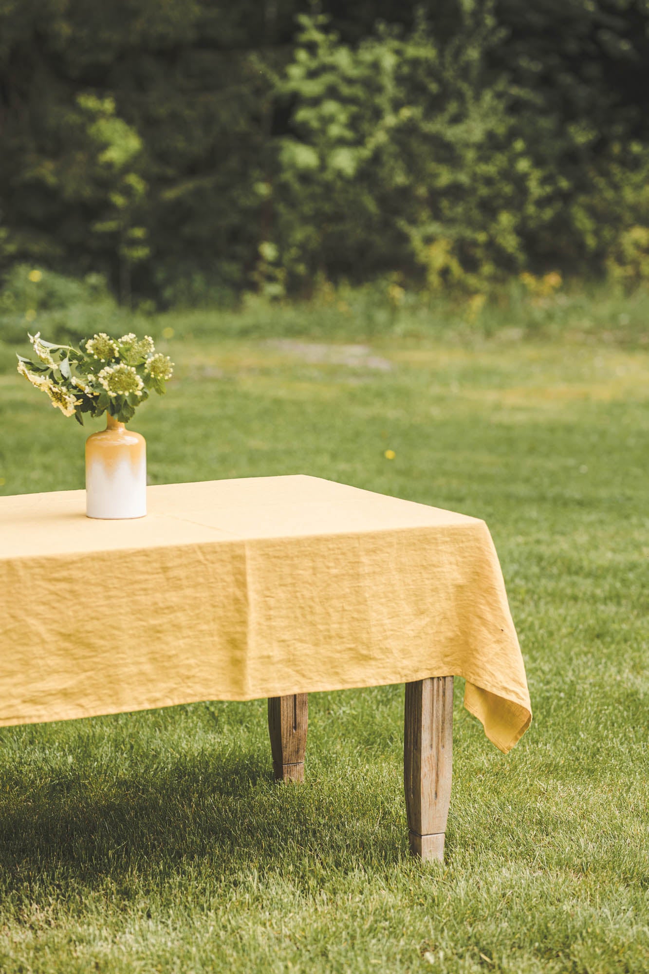 Mimosa yellow linen tablecloth