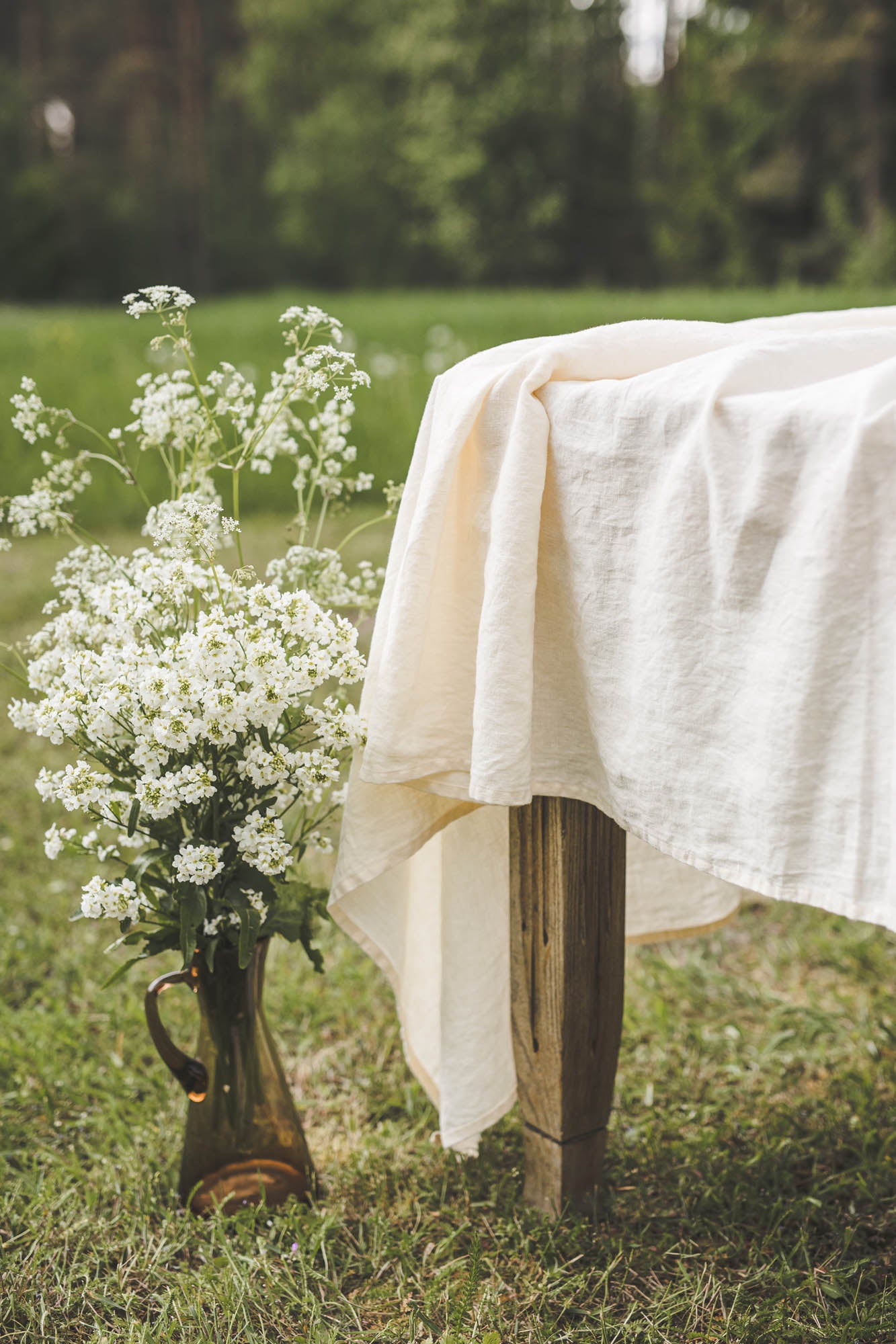 Cream linen tablecloth