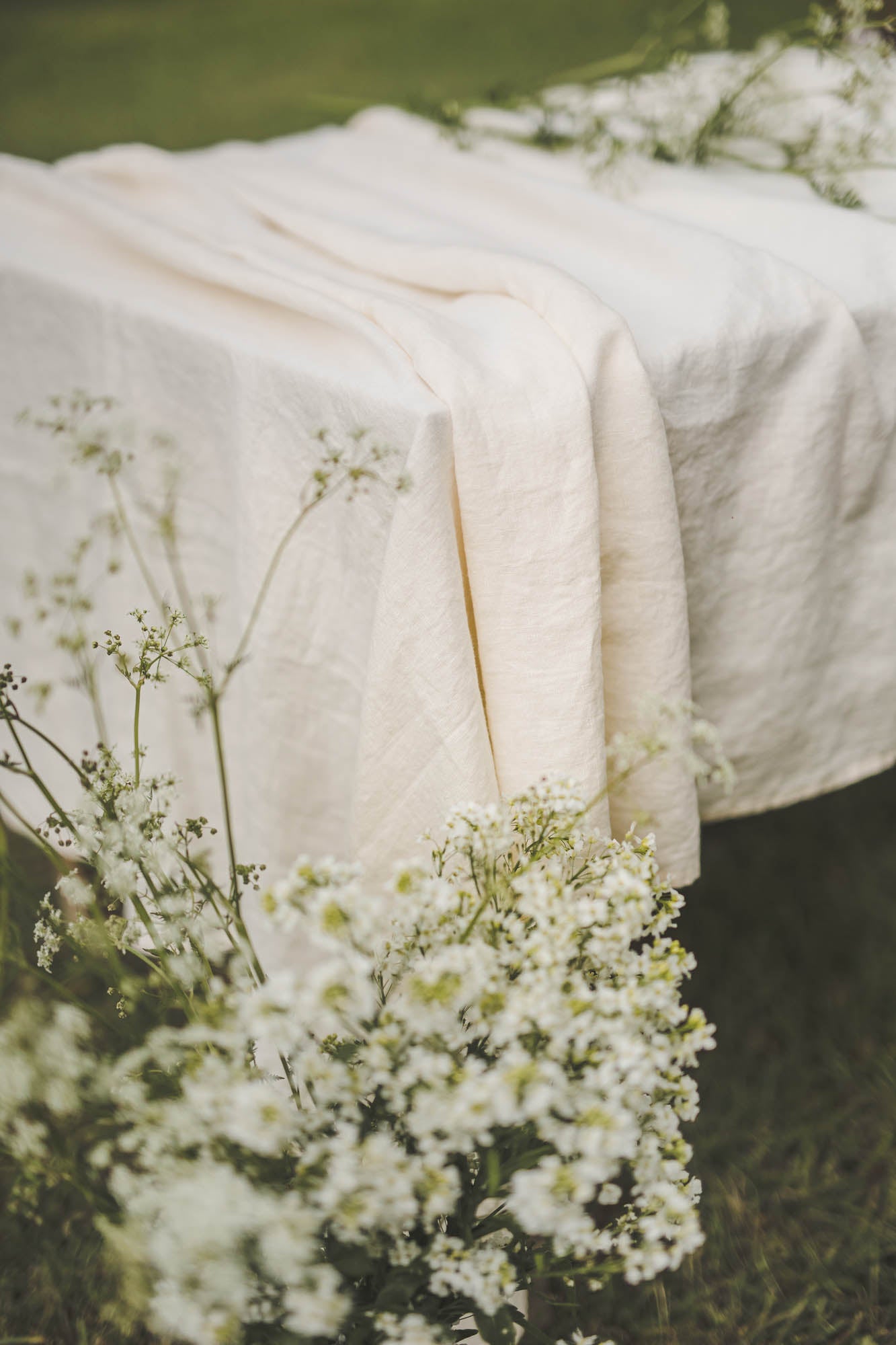 Cream linen tablecloth