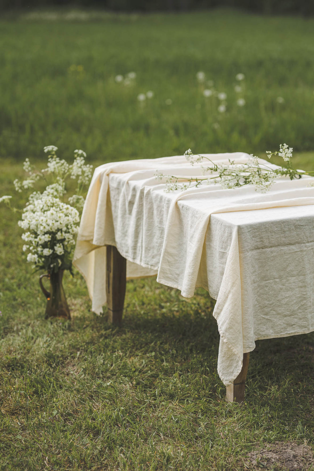 Vanilla yellow linen tablecloth