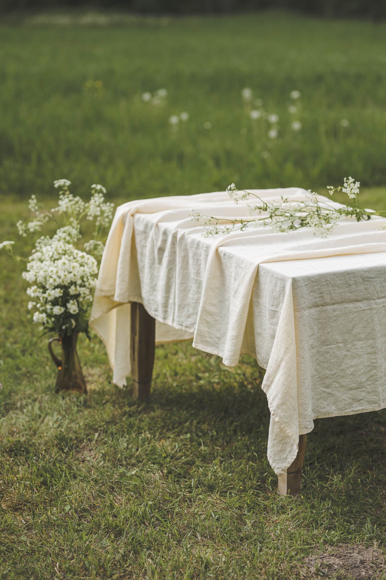 Cream linen tablecloth