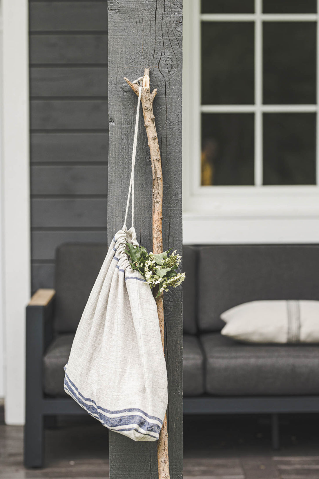 French style linen drawstring bag