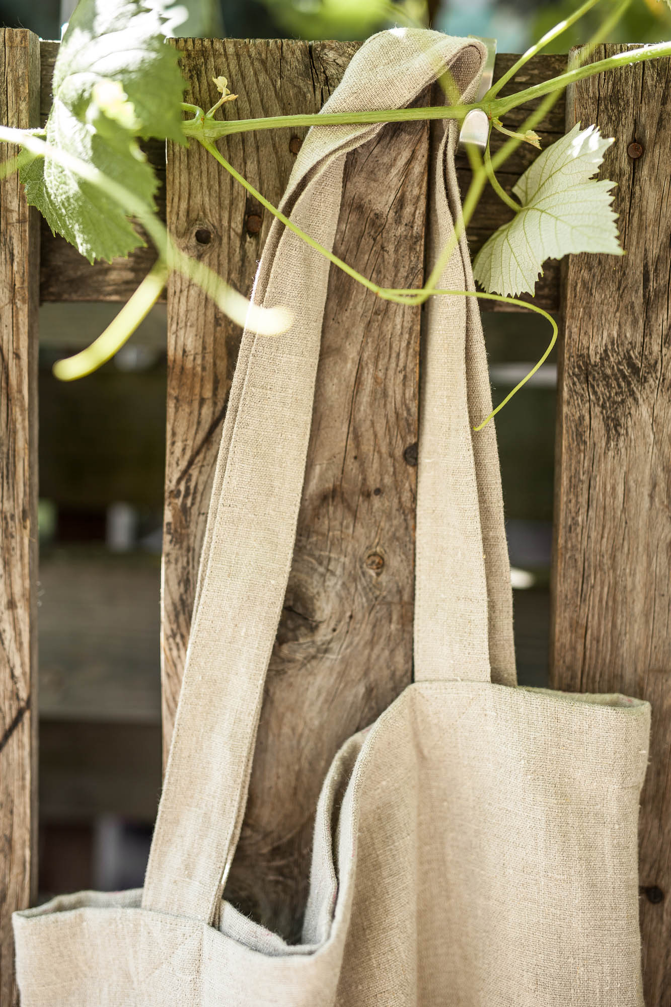 Natural linen tote bag