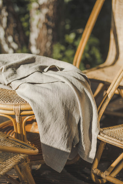 Natural linen beach blanket