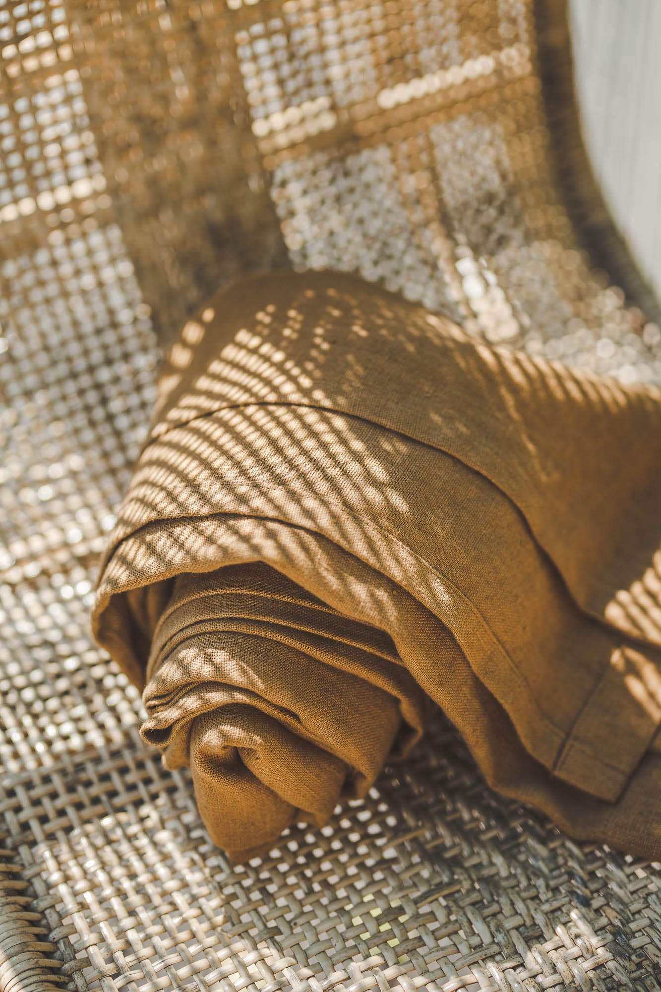 Camel linen beach blanket