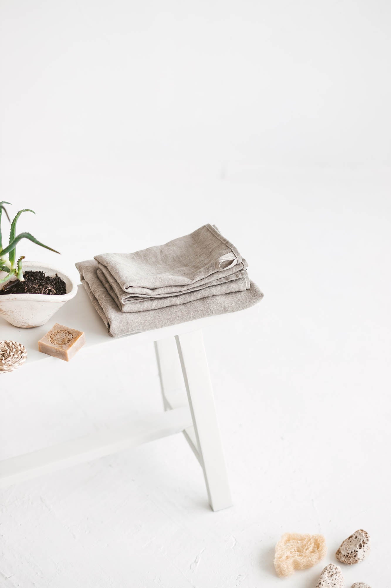 Natural linen bath towels