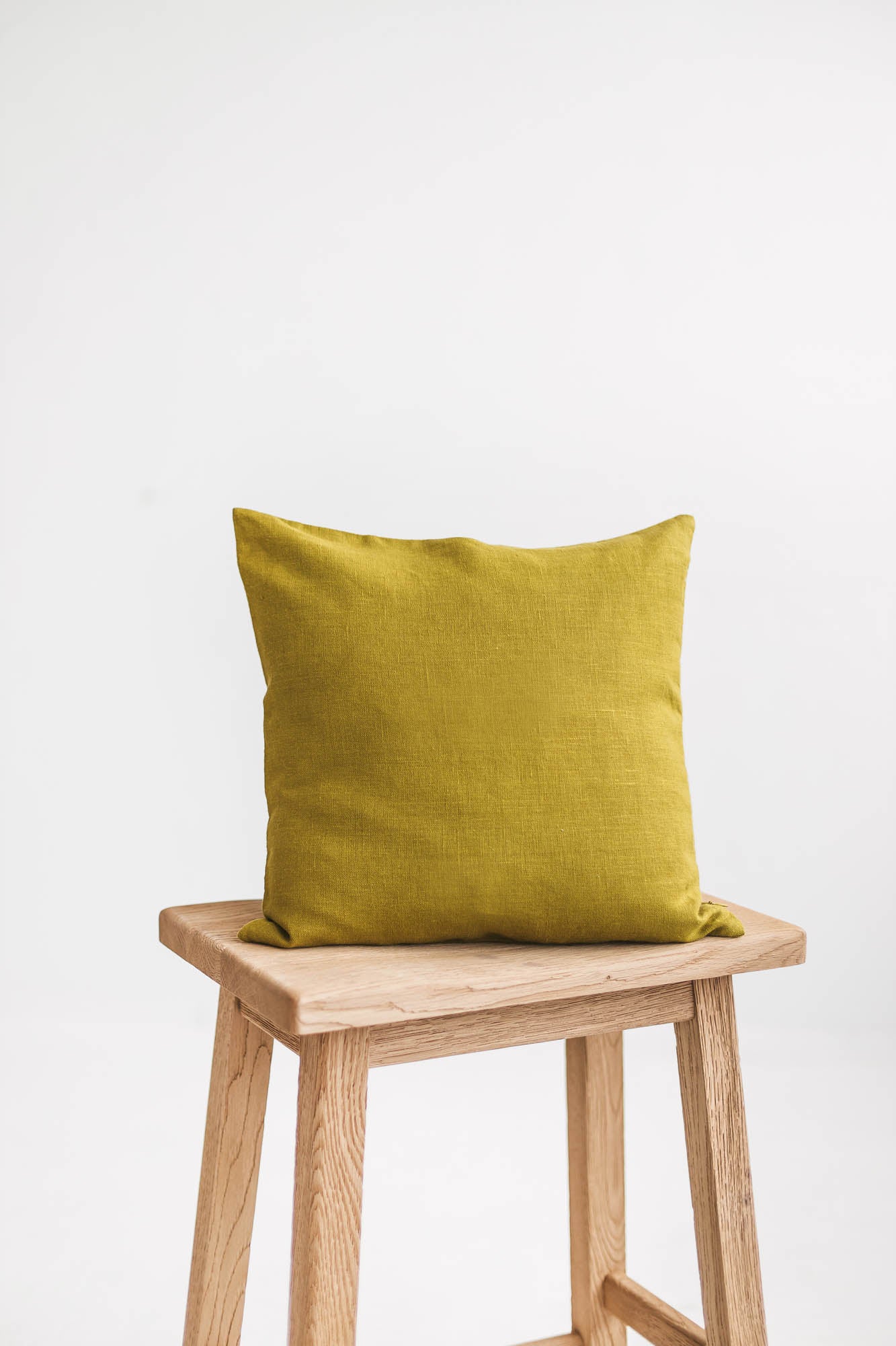 Olive green linen pillowcase