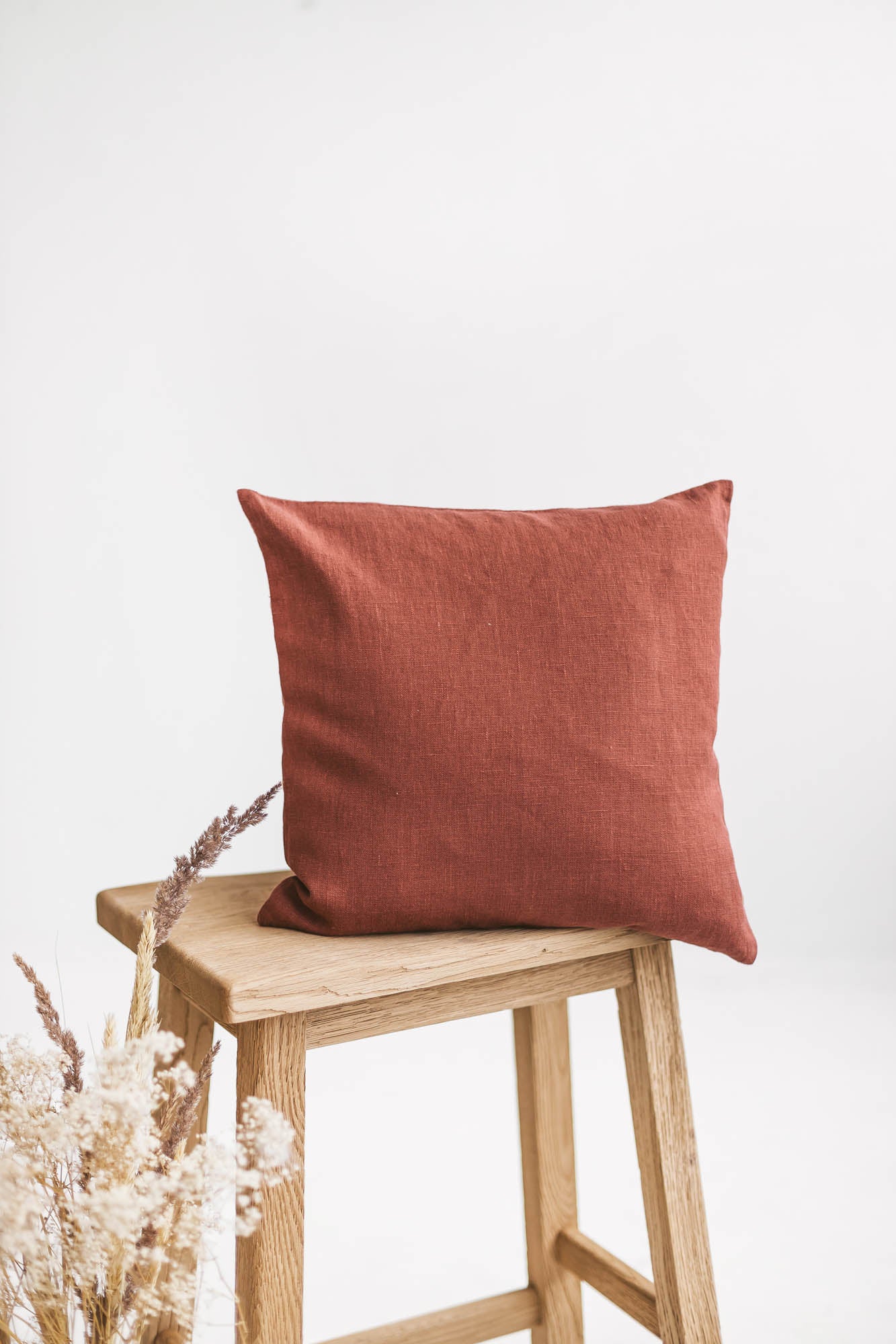 Terracotta linen pillowcase