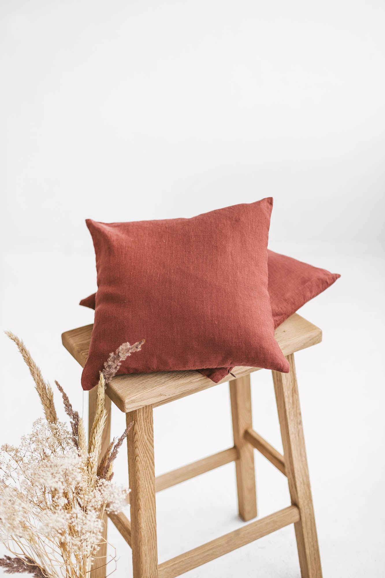 Terracotta linen pillowcase